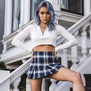 Dolls Kill High Waist Pleated Plaid Mini Skirt